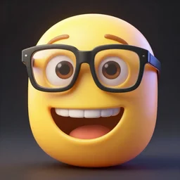 nerd emoji, hyperrealism, volumetric lighting
