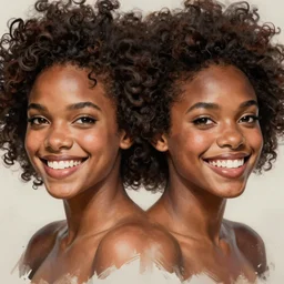 black emma watson willow smith symmetrical portrait, smiling, afro haircut, highly detailed, digital painting, artstation, concept art, sharp focus, illustration, art by aleksi briclot, greg rutkowski and alphonse mucha
