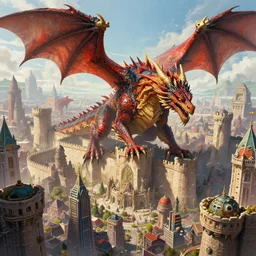 beautiful insanely detailed dragon attacking a city with huge walls, digital art, majestic, fantasy, d & d, intricate, hyper detailed, devianart, artstation, art by wlop and artgerm, concept art, smooth, concept art, vibrant, photorealistic, rj palmer, rossier, jessica