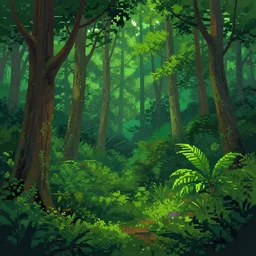 lush deciduous forest in a humid subtropical climate, atmospheric detailed pixel art by pedro medeiros, trending on artstation