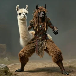 llama with dreadlocks, heroic pose, by Edward Hopper,  4k, artstation
