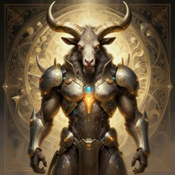 symmetry!! portrait of minotaur, sci - fi, tech wear, glowing lights!! intricate, elegant, highly detailed, digital painting, artstation, concept art, smooth, sharp focus, illustration, art by artgerm and greg rutkowski and alphonse mucha, 8 k