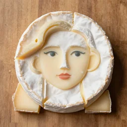 a portrait made out of cheese of brie larson