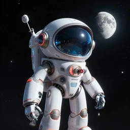 yugo, moon, in space, futuristic style, retrofuturism
