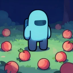 the Impostor from Among Us has stolen all of the peaches!
