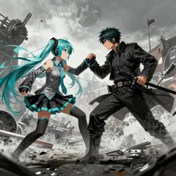 Hatsune Miku fighting in the Battle of Stalingrad
