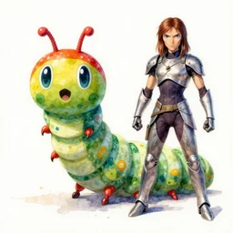 caterpillar, colorful watercolor. by rembrant, battle angel alita, ralph mcquarrie, aluminum, 1 6 6 7