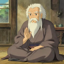old zen master teacher, in the style of studio ghibli, j. c. leyendecker, greg rutkowski, artgerm