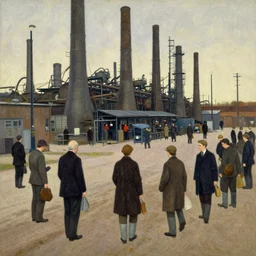 “factory workers coming out, L. S. Lowry”