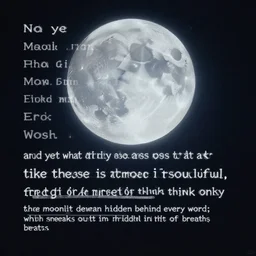 and yet what truly escapes us at times like these is the soulful reckoning, when we forget ourselves and think only of the moonlit daemon hidden behind every word; which sneaks out in the middle of breaths