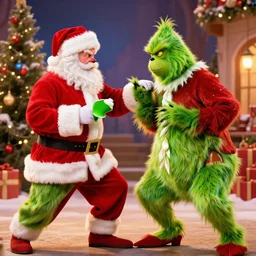 the grinch fighting santa