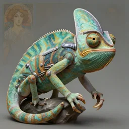 a anthropomorphic cyber chameleon wearing scifi armor, diffuse lighting, fantasy, intricate, elegant, highly detailed, lifelike, photorealistic, digital painting, artstation, illustration, concept art, smooth, sharp focus, art by john collier and albert aublet and krenz cushart and artem demura and alphonse mucha