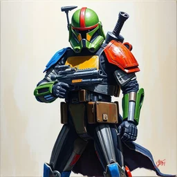 1 9 9 5 box art. datadyne shock trooper character class. oil on canvas.