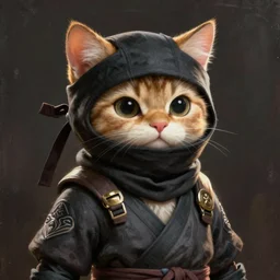 anthropomorphic cat ninja,, ninja outfit, cute and adorable, pretty, beautiful, dnd character art portrait, matte fantasy painting, deviantart artstation, by jason felix by steve argyle by tyler jacobson by peter mohrbacher, cinematic lighting
