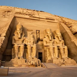 a beautiful award winning photo of a huge pharaonic temple, golden hour, very detailed and sharp, 4k cinematic