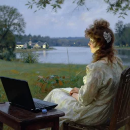 Whistler\'s Mother watching Fox News, in the style of James McNeill Whistler