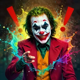 joker!!!!!!!!!! splash art graphic design color splash high contrasting art, fantasy, highly detailed, art by greg rutkowski