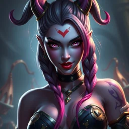 the character portrait of jinx in league of legends, super realistic, super realistic, sexy