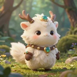little cute fluffy forest creature, inspiring, adorable, anthro, guardian, dnd, woodland realm, fantasy attire!! strange fantasy equipment!! octane render, unreal engine 5, hyper realistic, 8 k