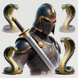 a person with a sword and a helmet, a character portrait by senior character artist, featured on polycount, cobra, concept art, 2 d game art, official art