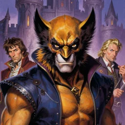a vibrant illustration portrait of wizard wolverine necromancer with piercing eyes in fantasy castle setting, art by frank frazetta, artgerm, michael whelan, chris riddell, greg rutkowski