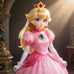 princess peach cosplaying as nintendo mario