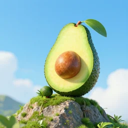 avocado climbing the mountain, digital art