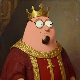 official side portrait of a ethiopian king, peter griffin, 1 8 6 8, a character portrait by cassius marcellus coolidge, reddit contest winner, african romantacism, romanticism, oil on canvas, detailed painting, creative commons attribution