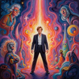 highly detailed painting of a psychedelic stanley kubrick movie scene filled with magical energy by mad dog jones and alex grey