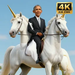horse rider, horse is an unicorn, rider has obama face, movie, film 4 k, 8 k, digital render