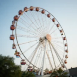 a watermelon ferris wheel, tilt - shift photography, perspective - control lens, bokeh