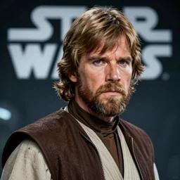 star wars portraif of a man by greg rutkowski, old jedi master luke skywalker, beard, wearing starfighter pilot uniform ot the galactic alliance, he is about 6 0 years old, sharp foccus, artstation hq.