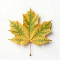 striped maple leaf, clean 3d render, full body, isolated on a pure white background, centered, entire subject in frame, sharp focus, soft studio lighting