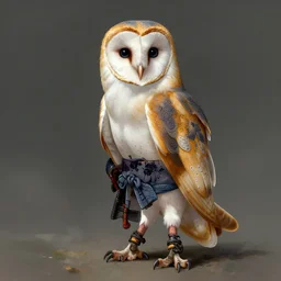a full body shot of a Barn owl samurai by Brahm Revel,colored by Ronda Pattison, detailed,artstation