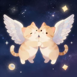 cute cats with angel wings, fantasy, cosmos, tony sart