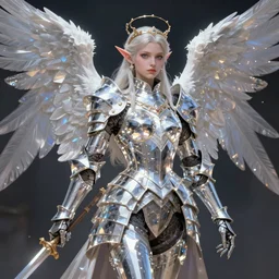 elf princess knight, victorian crystal armor, battle angel alita. by rembrandt 1 6 6 7, illustration