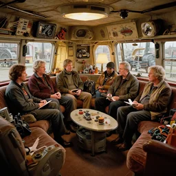 cozy stareship interior area. lived - in. mcm. ralph mcquarrie scenes. art by, keith parkinson, walter simonson, gerald brom, keith parkinson. cycles. r / retrobattlestations
