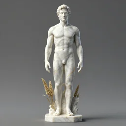 a statue made of white marble with gold veins, of kelsey grammer as frasier crane with fittonias, transhumanism, full body shot, perfect symmetrical body, perfect symmetrical face, hyper realistic, hyper detailed, by johannen voss, by peter kemp, by alex grey, octane render, blender, 8 k
