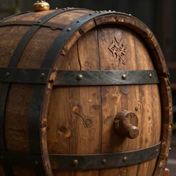 ancient fantasy oak barrel, slavic style, close up hyper - detailed, artstation, cgsociety, 8 k