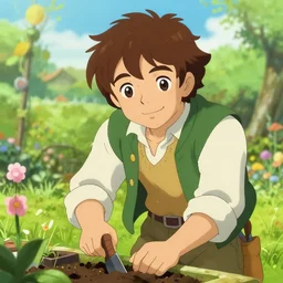 portrait of bilbo baggins tending to his garden clean 8 k, highly detailed, digital painting, anime, artstation, concept art, smooth, sharp focus, illustration, art by artgerm and greg rutkowski and alphonse mucha