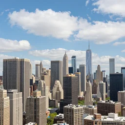 large city, wide shot, sunny day, puffy clouds, beautiful, national geographic, professional photography, ultra fine detail, 4k, DSLR, HDR,
