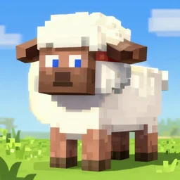 minecraft sheep, anime style, bright colors, detailed