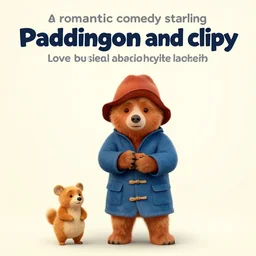 “ promotional poster for a romantic comedy starring paddington bear and clippy ”