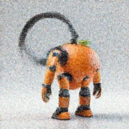 tangerine robot attached by a heavy, mechanical, industrial penumatic cable, the cable is attached to her back, clean room, scifi,  octane render