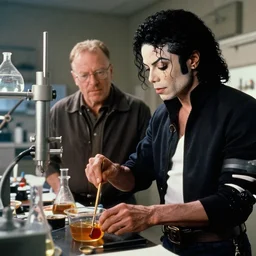 Michael Jackson and Walter white cooking in the lab