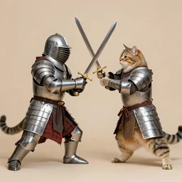 photograph of two cats fighting with swords and dressed in armor n 9