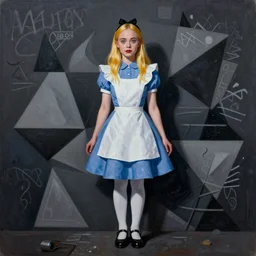 Elle Fanning in Alice in Wonderland picture by Sachin Teng, asymmetrical, dark vibes, Realistic Painting , Organic painting, Matte Painting, geometric shapes, hard edges, graffiti, street art:2 by Sachin Teng:4