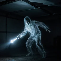 horror demon evil transparent spirit attacks in garage interior photo shot on iphone, dynamic pose, close body shot, sharp focus, grainy, corpse, paranormal, long exposure, flashlight, night, total darkness, poltergeist, aberrations,