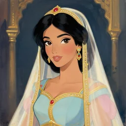 a portrait of princess jasmine, in style of Lise Deharme and Krentz Cushart
