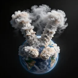 a mushroom cloud on earth in the shape of a peace sign, space photography, high quality, 8 k,
